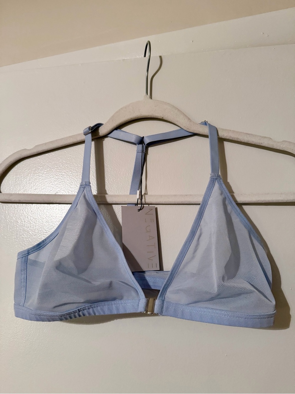 Negative Underwear Light Blue Mesh Triangle Bralette